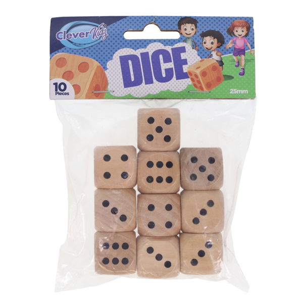 Clever Kidz 25mm Wooden Dot Dice (10)