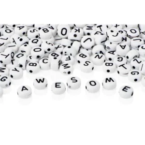 Alphabet Beads (400) Black And White Beads | First Class Office Online Store