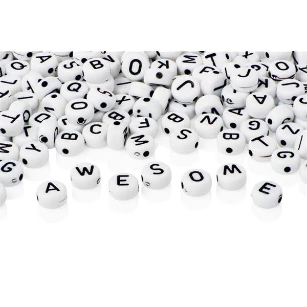 Alphabet Beads (400) Black And White Beads | First Class Office Online Store 2