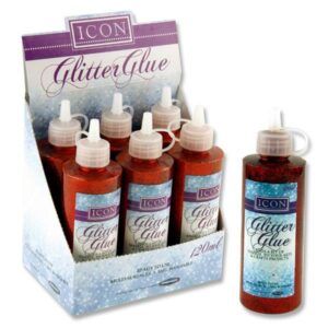 120ml Icon Glitter Glue Red Arts and Crafts | First Class Office Online Store