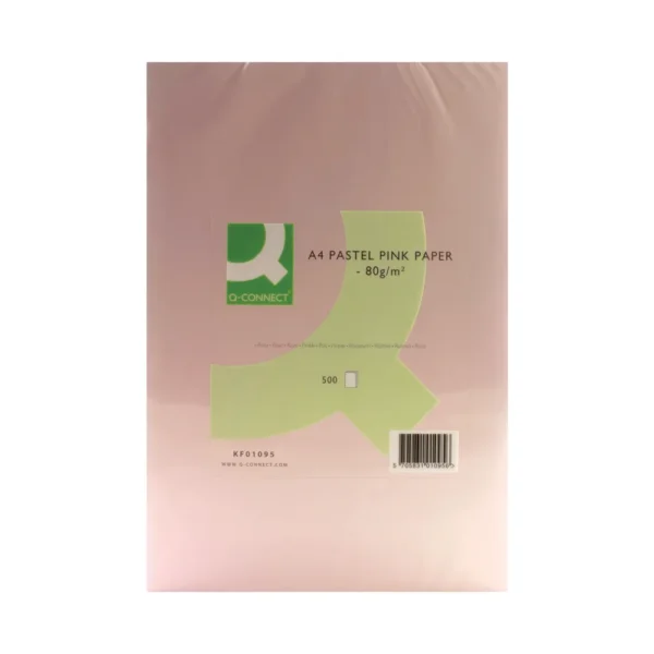 Q Connect A4 80gsm Pastel Pink Paper (500) KF01095 Coloured Paper A4 | First Class Office Online Store 2