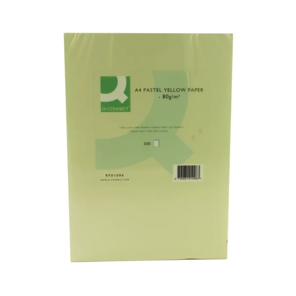 Q Connect A4 80gsm Pastel Yellow Paper (500) KF01096 Coloured Paper A4 | First Class Office Online Store 2