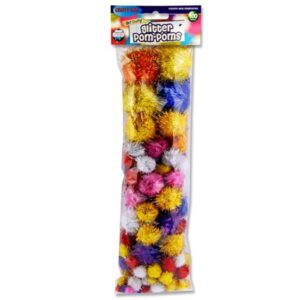 Glitter/Tinsel Fluffy Poms (100) Arts and Crafts | First Class Office Online Store