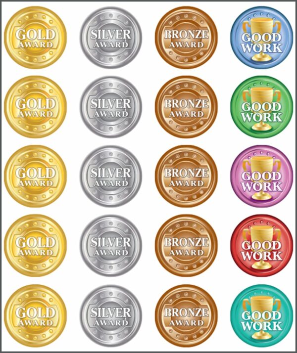 Prim-Ed Gold Silver & Bronze Merit Stickers Reward Stickers | First Class Office Online Store 2