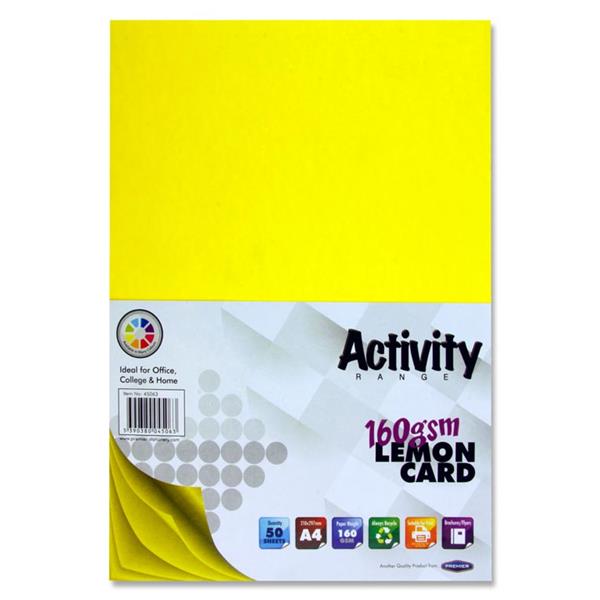 Premier A4 160gsm Lemon Yellow Card (50) A4 Card | First Class Office Online Store 2