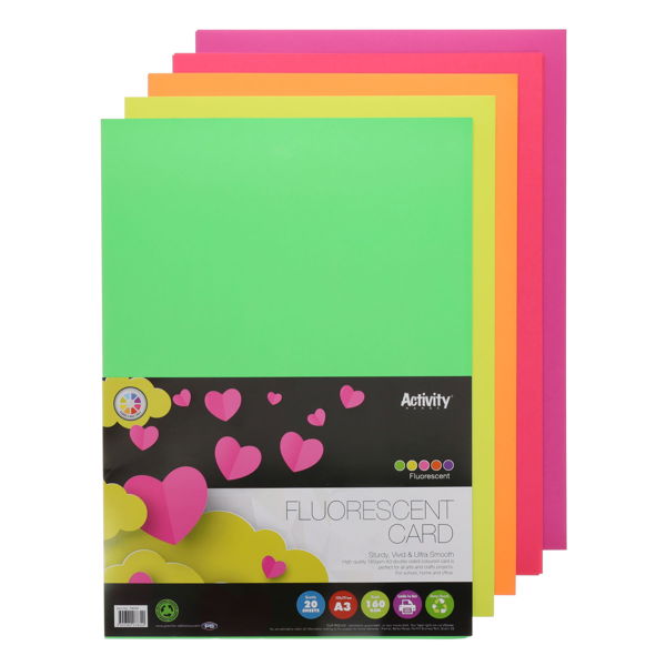 Premier A3 155gsm Assorted Fluorescent Card (20)
