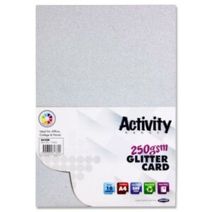Premier A4 250gsm Silver Glitter Card (10) Arts and Crafts | First Class Office Online Store