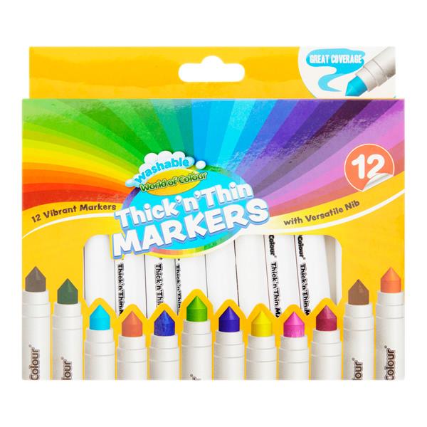 World of Colour Thick n Thin Markers (12) – First Class Office
