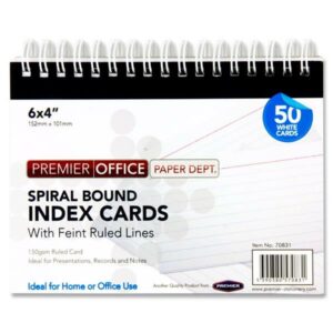 Premier Office 6″x4″ White Spiral Record Cards (50) Record Cards | First Class Office Online Store