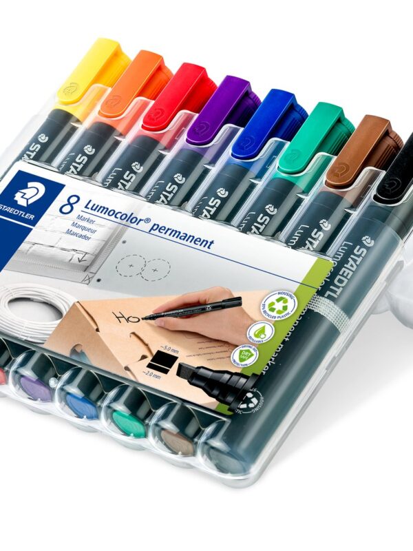 Staedtler Lumocolor Assorted Permanent Marker Chisel (8) 350 WP8
