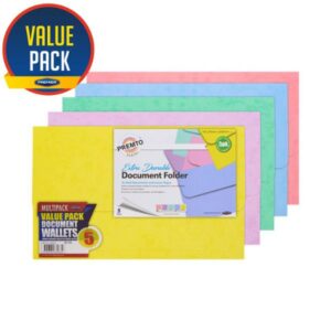 Premier Document Wallet 5pk Pastel Assorted Cardboard Files & Folders | First Class Office Online Store