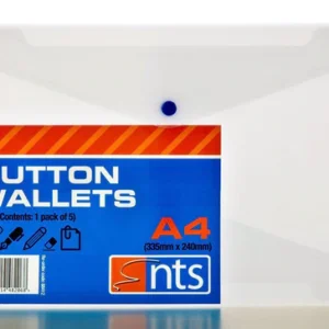 A4 Clear Button Wallet 5pk Button Wallets | First Class Office Online Store