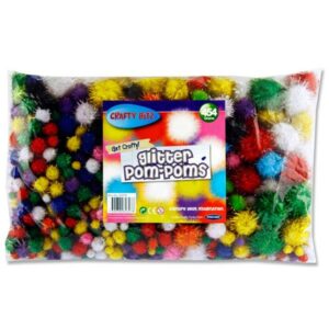 Glitter/Tinsel Pom Poms 454g Bag Arts and Crafts | First Class Office Online Store