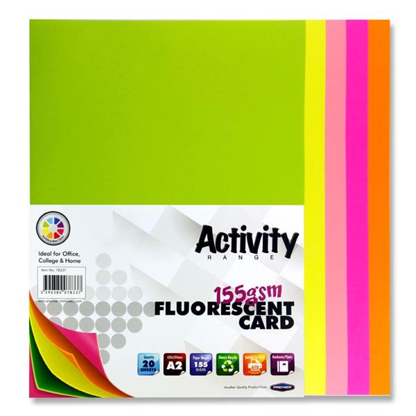 Premier A2 155gsm Assorted Fluorescent Card (20) A2 Card | First Class Office Online Store 2
