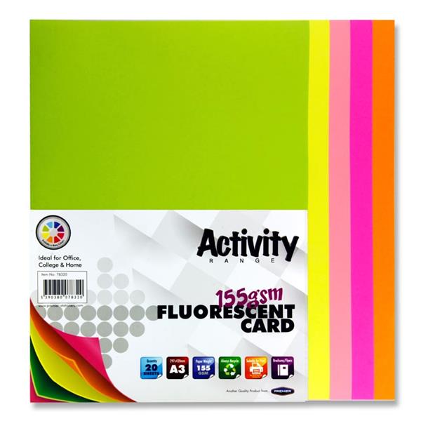 Premier A3 155gsm Assorted Fluorescent Card (20) A3 Card | First Class Office Online Store 2