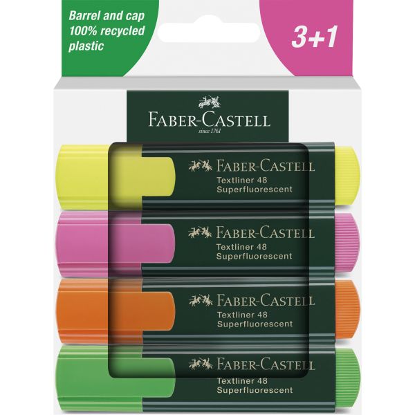 Faber Castell Textliner 48 Superfluorescent Highlighters (3+1)
