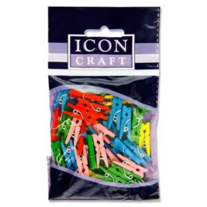 Mini Clothes Pegs Assorted Colours (50) Arts and Crafts | First Class Office Online Store