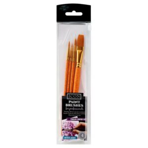 Icon 4pce Brush Set In Wallet – Golden Taklon Paint | First Class Office Online Store