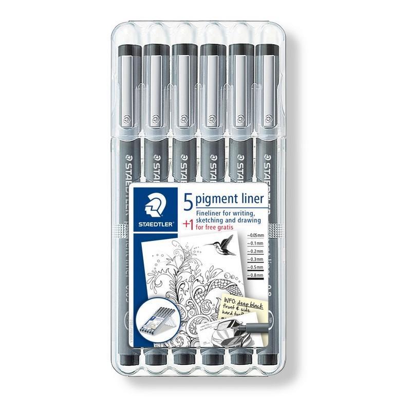 Staedtler Pigment Fineliners 308 Assortment (5+1)