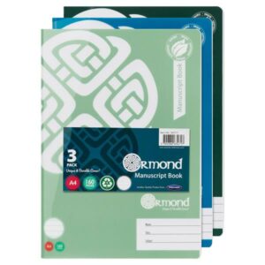 Ormond A4 160pg Durable Cover Manuscript Book (3) Copybooks | First Class Office Online Store