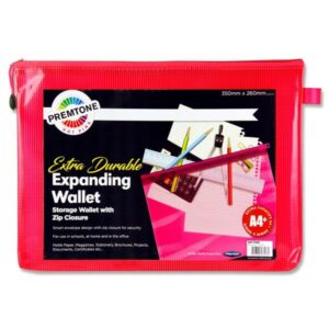 Premto A4+ Extra Durable Expanding Mesh Wallet – Hot Pink SINGLE A4 | First Class Office Online Store