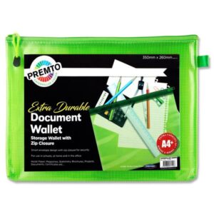 Premto A4+ Extra Durable Expanding Mesh Wallet – Caterpillar Green SINGLE A4 | First Class Office Online Store