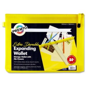 Premto A4+ Extra Durable Expanding Mesh Wallet – Sunshine Yellow SINGLE A4 | First Class Office Online Store