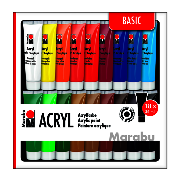 Marabu Acryl Basic Acrylic Paint 18x36L – First Class Office