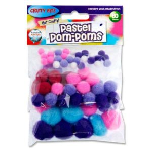 Pastel Pom-Poms (60) Fluffy Poms | First Class Office Online Store