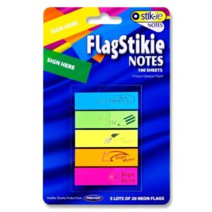 Stik-ie Neon Sign Here Flag Page Markers Office Stationery | First Class Office Online Store