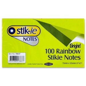 Stik-ie 75 x 125mm Rainbow Stikie Notes Office Stationery | First Class Office Online Store