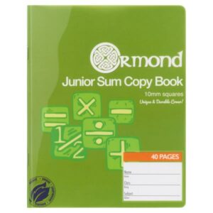 Ormond 40pg 10mm Sq Durable Cover Junior Sum Copy Copybooks | First Class Office Online Store