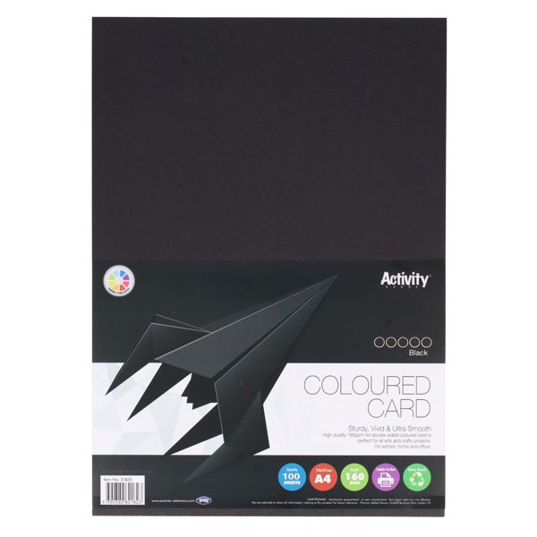 Premier A4 160gsm Black Card (100)