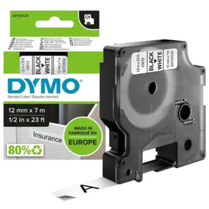 Dymo Tape 12mm Black on White Labels | First Class Office Online Store