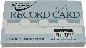 Supreme 5″ x 3″ White Record/Revision Card (100) Record Cards | First Class Office Online Store