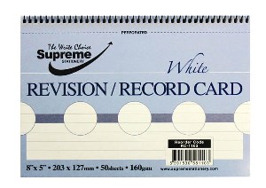 Supreme 8″ x 5″ White Spiral Record/Revision Card (50) Record Cards | First Class Office Online Store
