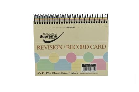 Supreme 6″ x 4″ Coloured Spiral Record/Revision Card (50) Record Cards | First Class Office Online Store