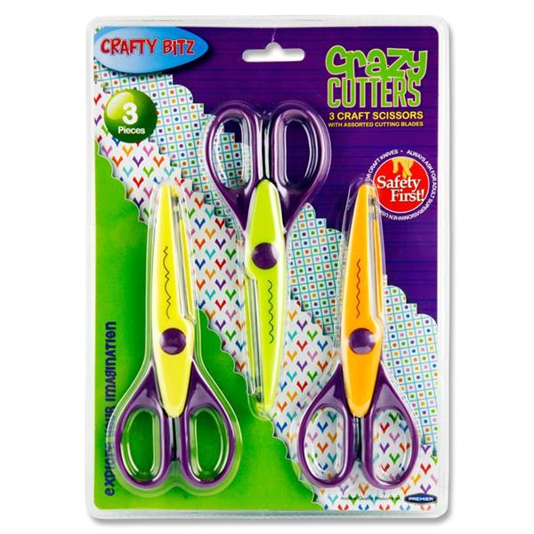 Crafty Bitz Crazy Cutters Craft Scissors - Pack of 3