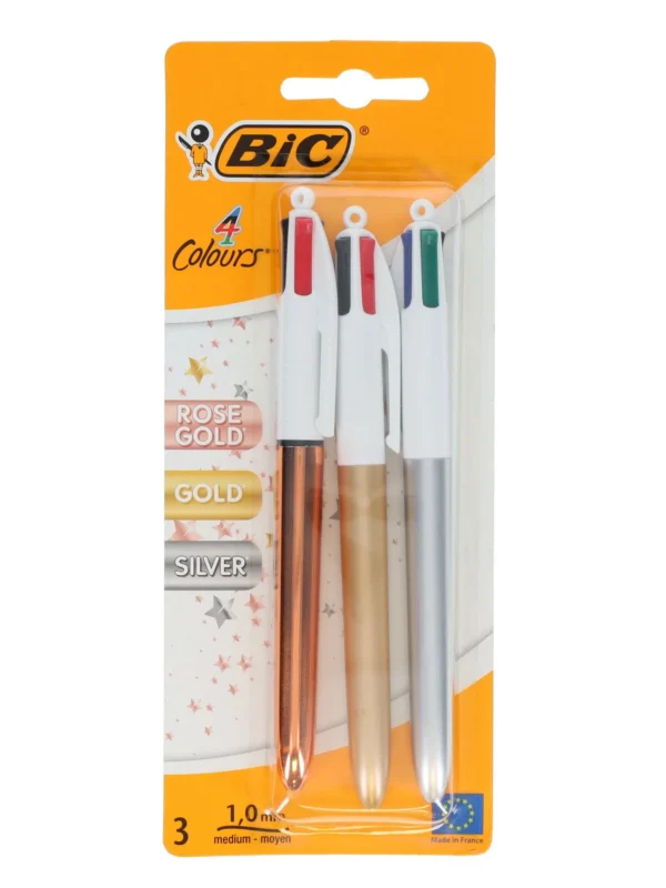 Bic 4 Colours Pen Gold, Silver and Rose Gold Edition