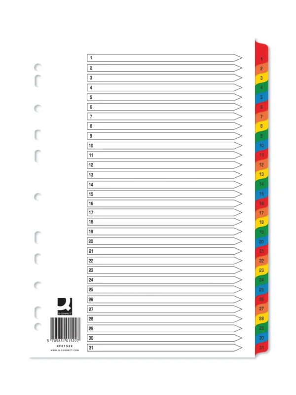 Q Connect Mylar Dividers no 1-31 Kf01522