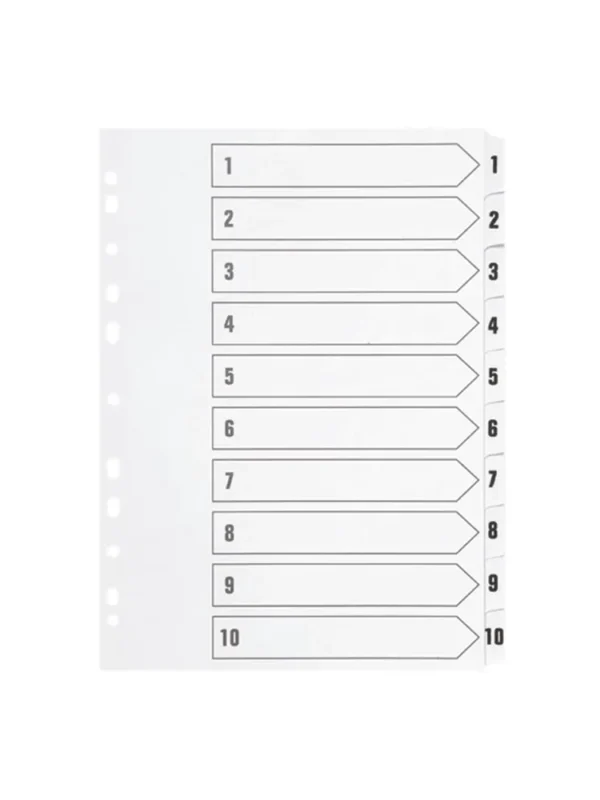 Q Connect White Mylar Dividers No 1-10 KF01528