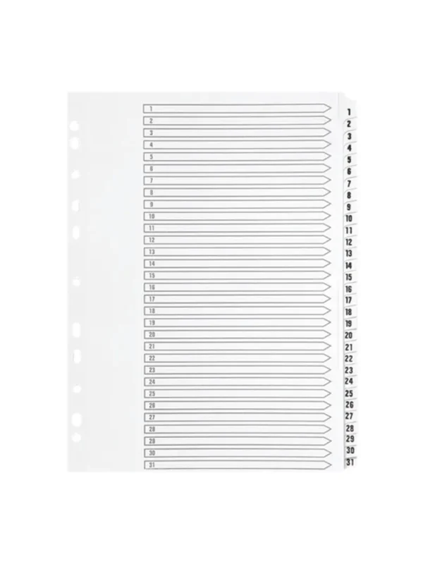 Q Connect White Mylar Dividers No 1-31 KF01936