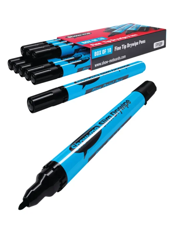 Show Me Fine Tip Blue Barrell - Black Whiteboard Markers (10)