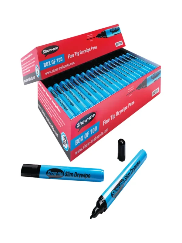 Show-Me Whiteboard Slim Blue Barrell Black Markers (100)