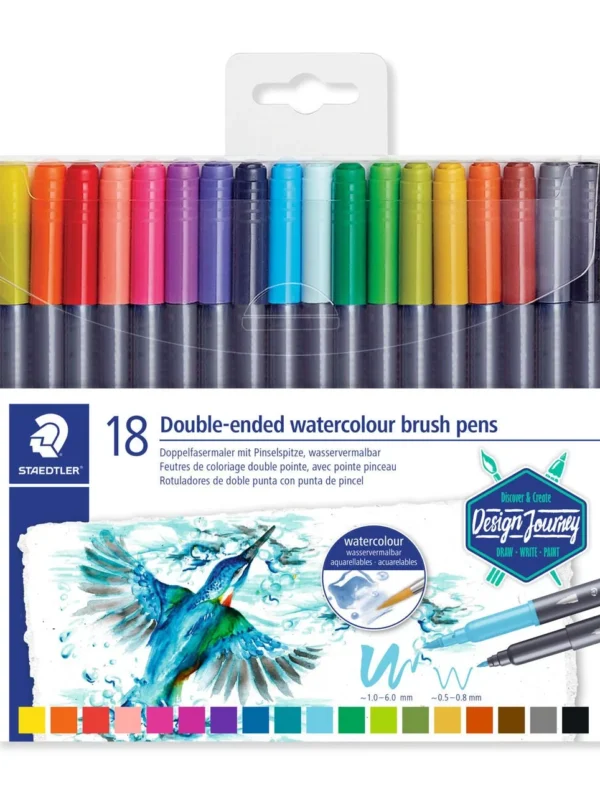 Staedtler Double ended Watercolour Brush Pens 18pk