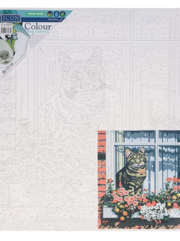 Colour by Number Canvass Cats on Sill