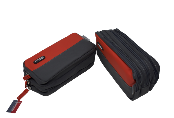 Supreme Red Wax Triple Zip Pencil Case