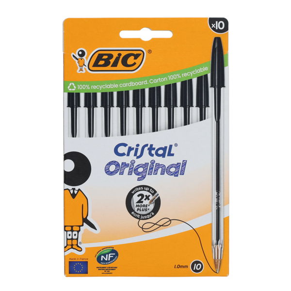 Bic Cristal Ballpoint Pens- Black 10 pack