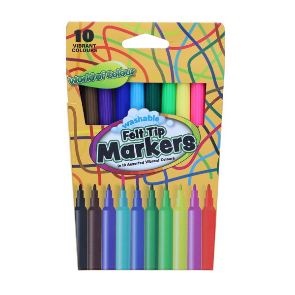 World of Colour Washable Felt Tip Markers (10)
