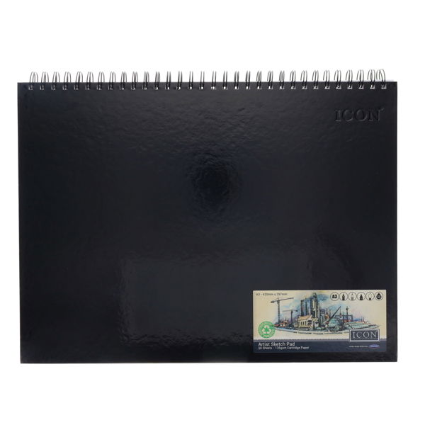 Icon A3 135gsm Wiro Hardcover Sketch Pad - 50 sheets
